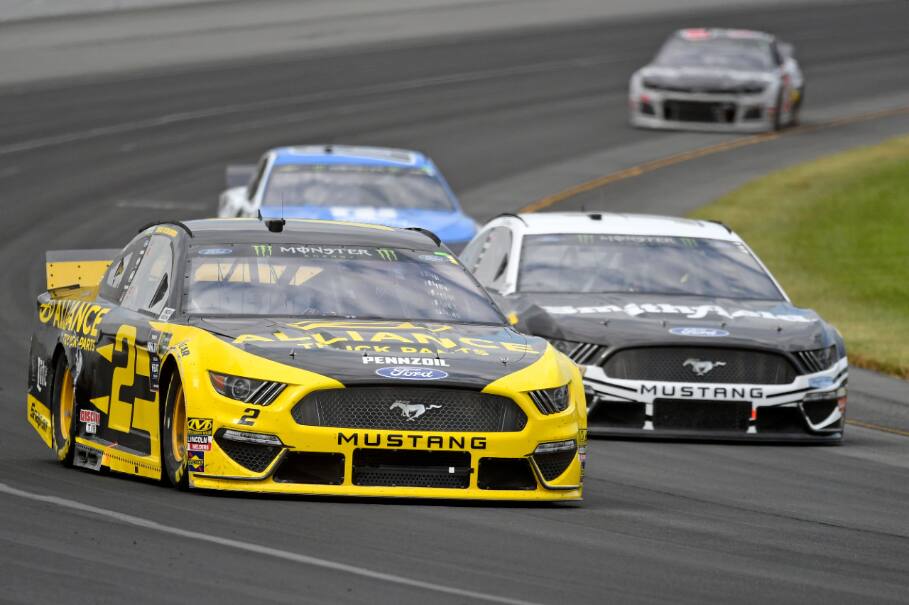 Team Penske's Brad Keselowski (No. 2, eighth) and Ryan Blaney (10th) also finished in the top 10. Team Penske's Brad Keselowski (No. 2, eighth) and Ryan Blaney (10th) also finished in the top 10.
